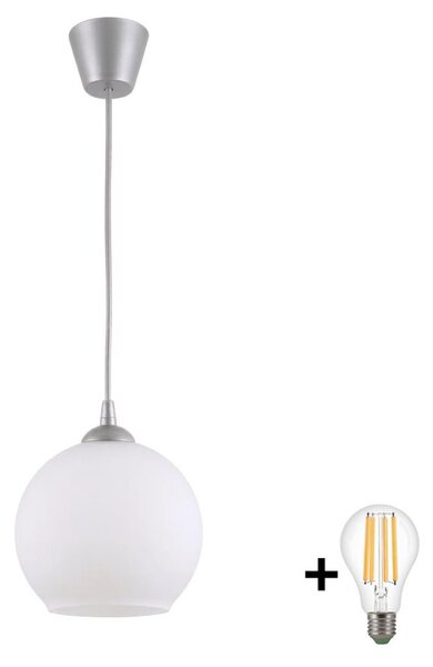 Brilagi - LED Lustr na lanku RETRO GLASS 1xE27/60W/230V pr. 15 cm stříbrná/bílá