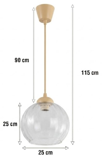 Brilagi - LED Lustr na lanku RETRO GLASS 1xE27/60W/230V pr. 25 cm béžová/čirá