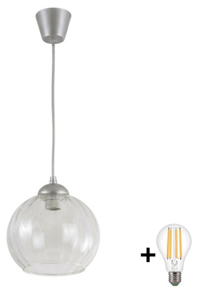 Brilagi - LED Lustr na lanku RETRO GLASS 1xE27/60W/230V pr. 25 cm stříbrná/čirá