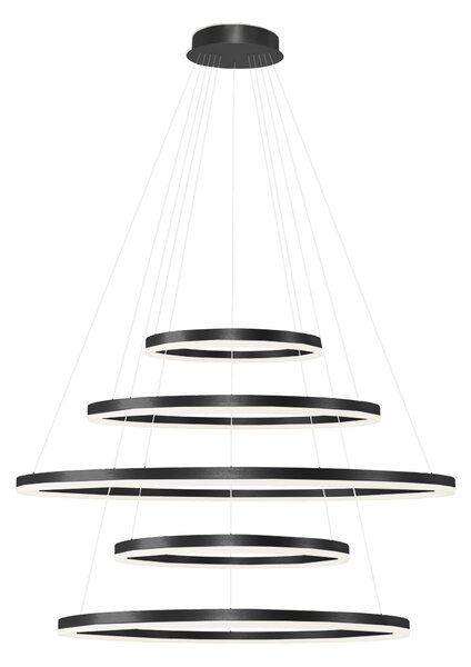 Moderní lustr Halo 150+120+100+80+60 CCT černá s dálkovým ovládáním – Moderný
