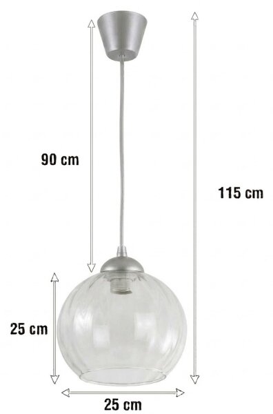Brilagi - LED Lustr na lanku RETRO GLASS 1xE27/60W/230V pr. 25 cm stříbrná/čirá
