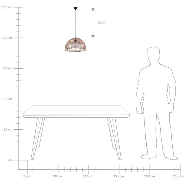 Závěsná lampa SELENGE Ratan Světle hnědá