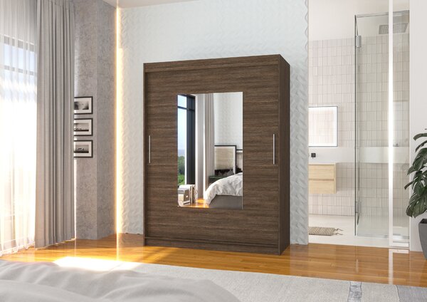 ADRK Šatní zrcadlová skříň posuvná Dorrigo CH 150, choco