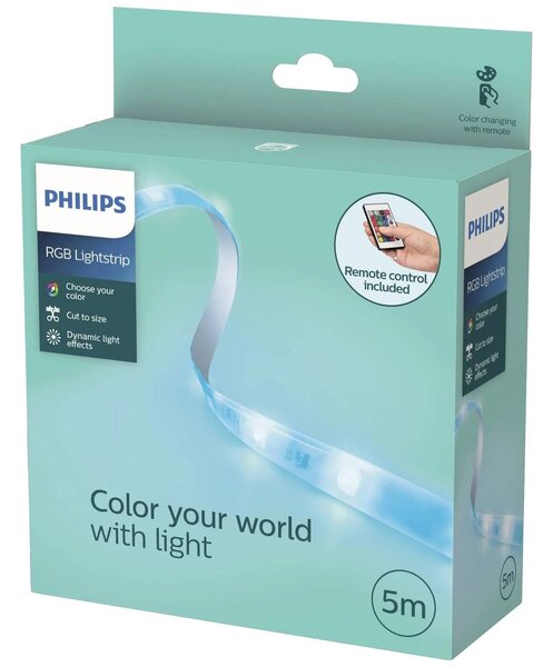 LED pásek Philips RGB, s ovladačem, 5m, AC 220–240, IP20