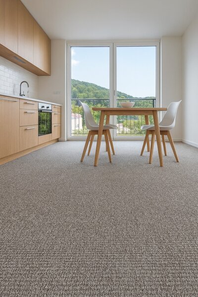 Vopi, Metrážový koberec Alassio šedobéžový - neúčtujeme odřezky z role, na míru, šíře 2m,3m,4m, šedá, filc, kuchyně
