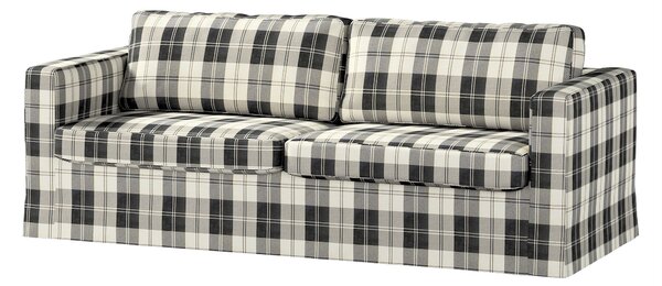 Potah na pohovku IKEA Karlstad 3-místná, nerozkládací, dlouhý barva černá látka pletený vzor, vzorované