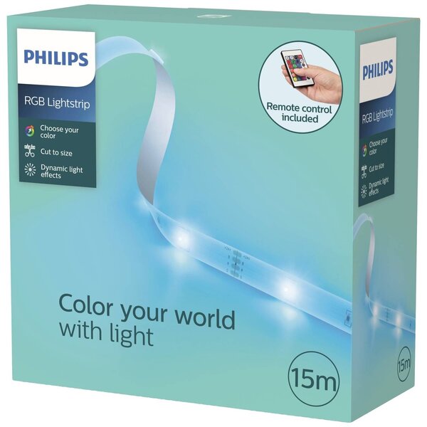 LED pásek Philips RGB, s ovladačem, 15m, AC 220–240, IP20
