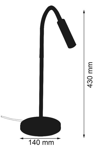 LED stolní lampa Rocco, matná černá rameno šedá