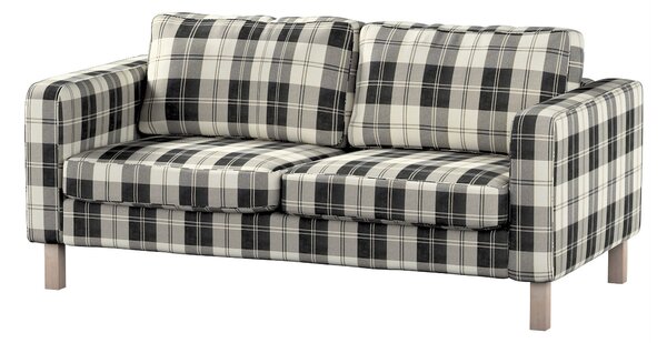 Potah na pohovku IKEA Karlstad 2-místná, nerozkládací, krátký barva černá látka pletený vzor, vzorované