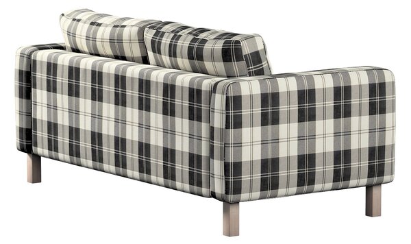 Potah na pohovku IKEA Karlstad 2-místná, nerozkládací, krátký barva černá látka pletený vzor, vzorované
