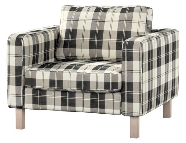 Potah na křeslo IKEA Karlstad, krátký barva černá látka pletený vzor, vzorované