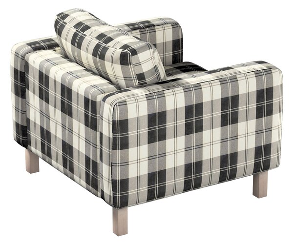 Potah na křeslo IKEA Karlstad, krátký barva černá látka pletený vzor, vzorované
