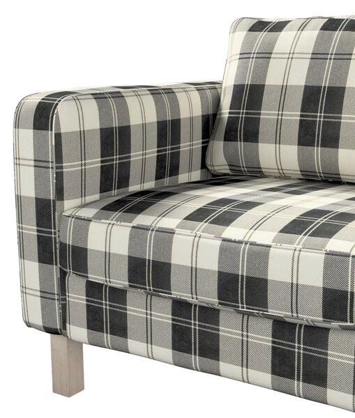 Potah na křeslo IKEA Karlstad, krátký barva černá látka pletený vzor, vzorované