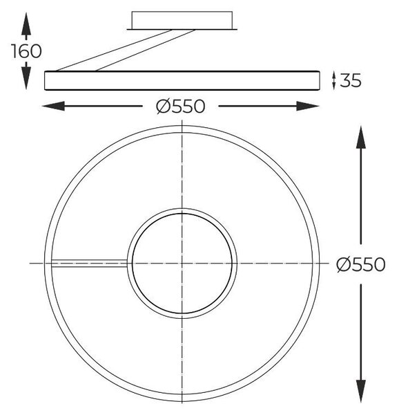 Zuma Line MX3689-1L-3BGT LED přisazené stropní svítidlo MALU | 37W integrovaný LED zdroj | 2700-6000K
