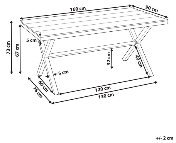 Zahradní jídelní stůl TIANO 160 cm 90 cm Kov Taupe
