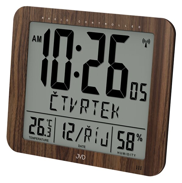 JVD Rádiem řízené digitální hodiny s budíkem JVD hnědé DH9335.2
