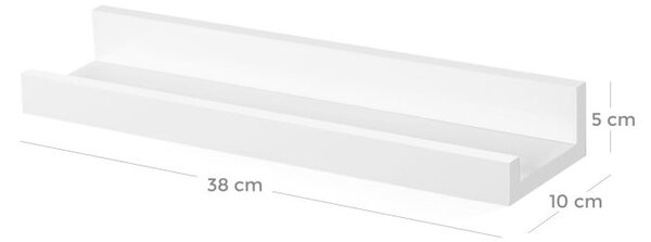 Bílé závěsné police 3 ks, vysoký lesk, 38 cm