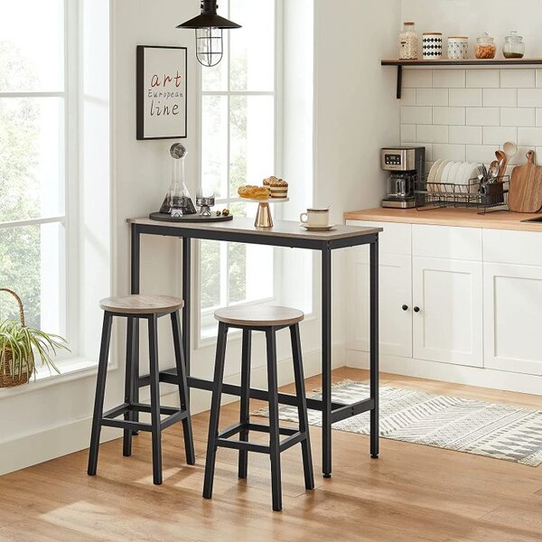 Barové židle 65 cm, set 2 ks, industriální greige/černé
