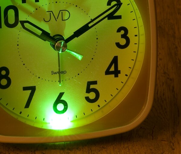 JVD Růžový netikající tichý Analogový budík JVD SRP838.4
