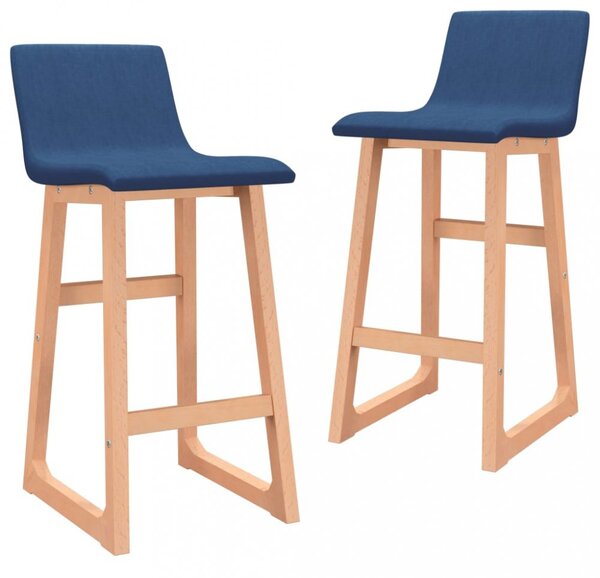 Barové židle 2 ks látka / buk Dekorhome Modrá