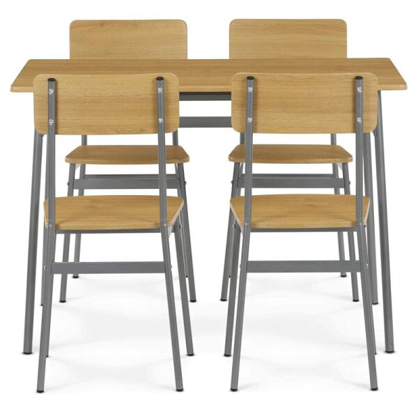 Jídelní set AUT-O2156 OAK – stůl a 4 židle | divoký dub