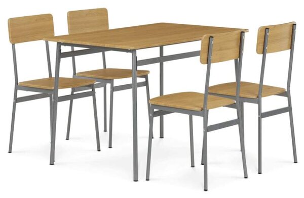 Jídelní set AUT-O2156 OAK – stůl a 4 židle | divoký dub