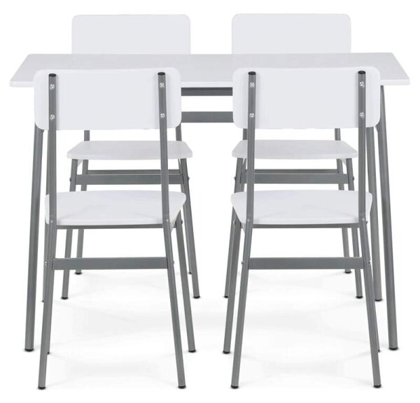 Jídelní set AUT-O2156 WT – stůl a 4 židle bílý
