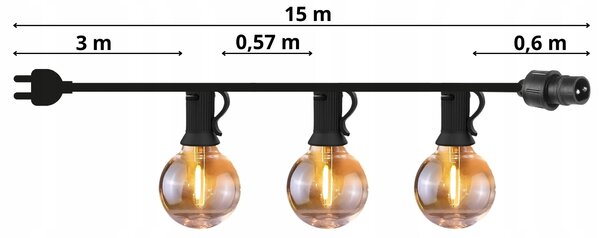 TRENDIE Světelný řetěz LED teplý bílý 15 m