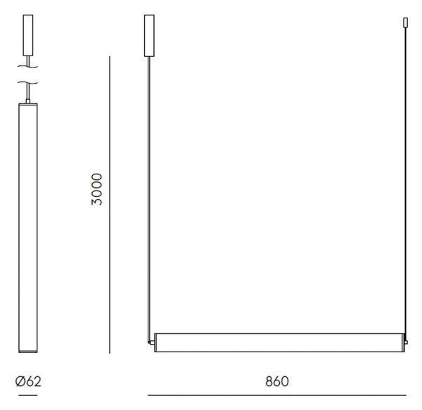 Aromas Tube LED závěsné svítidlo Černá
