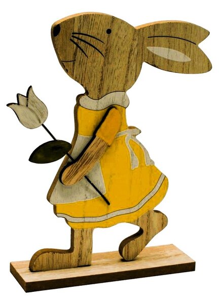 Zajíček v šatičkách dřevěný žlutý 24cm 4000075