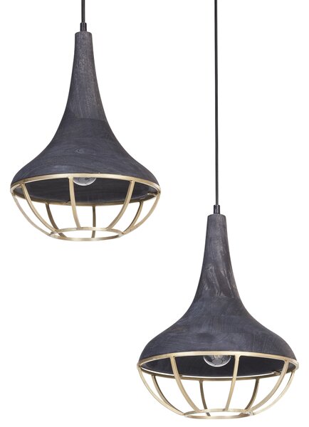 Závěsná lampa BAGMATI Mangové dřevo Černá