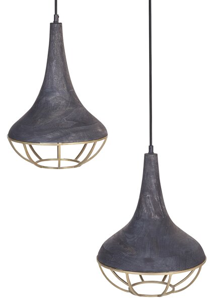 Závěsná lampa BAGMATI Mangové dřevo Černá