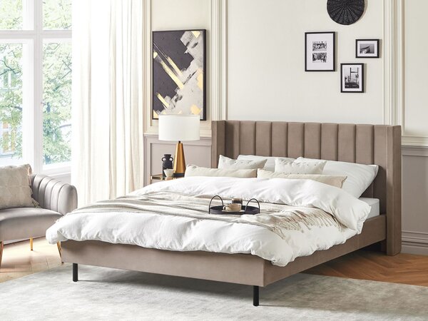 Postel Umělý samet VILLETTE 180 x 200 cm Taupe