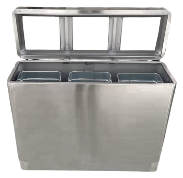 Odpadkový koš na tříděný odpad, 3x44 l, nerezový