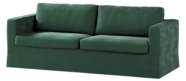 Potah na pohovku IKEA Karlstad 3-místná, nerozkládací, dlouhý barva zelená látka lesklé, sametová
