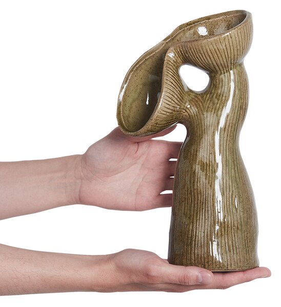 Váza na květiny CALAMUS Kamenina 28 cm Zelená