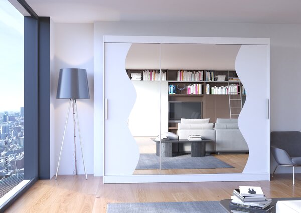 ADRK Šatní zrcadlová skříň posuvná SHARON W 250, bílá