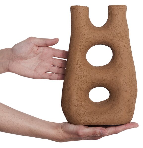 Váza na květiny UARU Kamenina 27 cm Hnědá