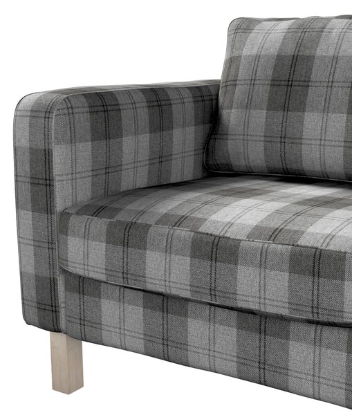 Potah na křeslo IKEA Karlstad, krátký barva šedá látka pletený vzor, vzorované