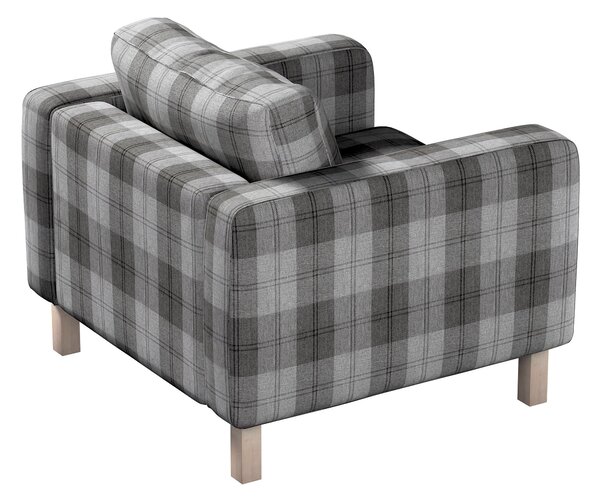 Potah na křeslo IKEA Karlstad, krátký barva šedá látka pletený vzor, vzorované