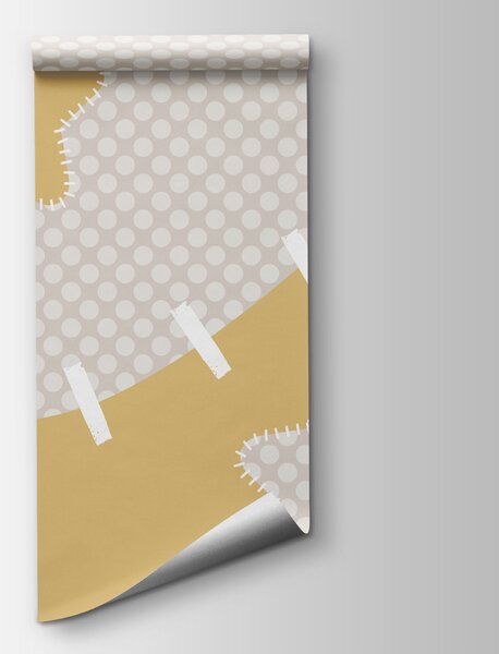 Fototapeta Bílá a žlutá látka s hvězdičkami, Dětské fototapety, Populární fototapety, t00733v4 - Tapeko.co.cz