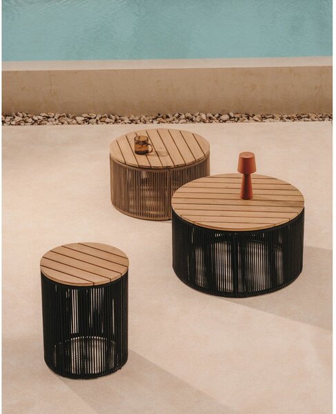 Kulatý zahradní odkládací stolek s deskou z akácie ø 60 cm Dandara – Kave Home