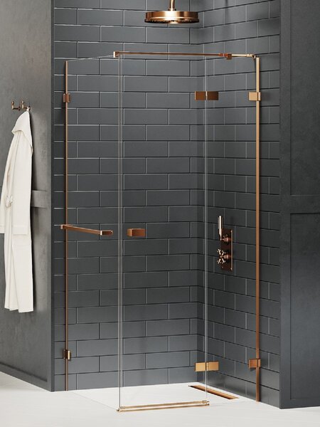New Trendy Avexa Copper Brushed sprchový kout 90x90 cm čtvercový měděná kartáčovaný/průhledné sklo EXK-3643