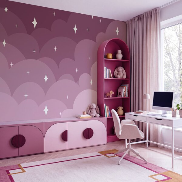 Fototapeta Fialové a růžové mraky a hvězdy, Abstraktní fototapety, Populární fototapety, t00735v2 - Tapeko.co.cz