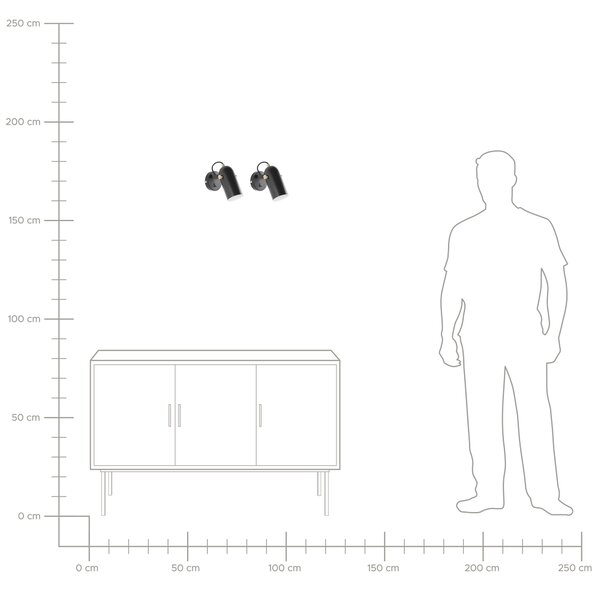 Sada 2 bodových lamp TYRIA Nastavitelná Kov Černá