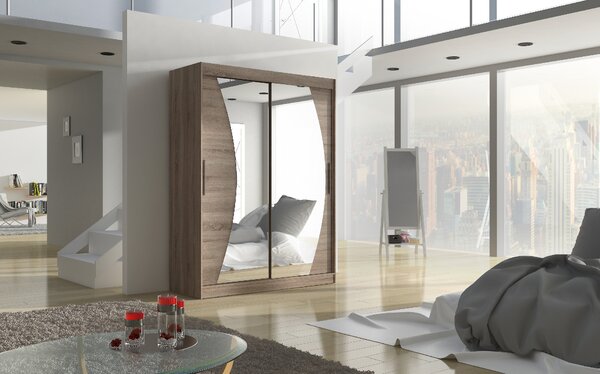 ADRK Šatní zrcadlová skříň posuvná MODESTO T 150, truffle