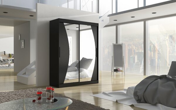 ADRK Šatní zrcadlová skříň posuvná MODESTO B 150, černá