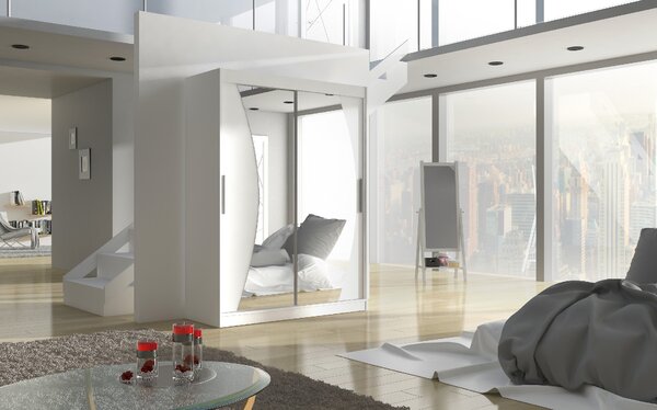 ADRK Šatní zrcadlová skříň posuvná MODESTO W 150, bílá