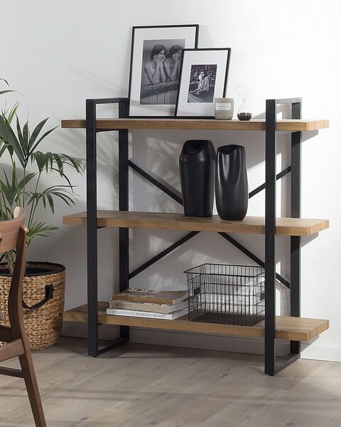 Regál se 3 policemi TIMBER 111 cm Tmavě hnědá