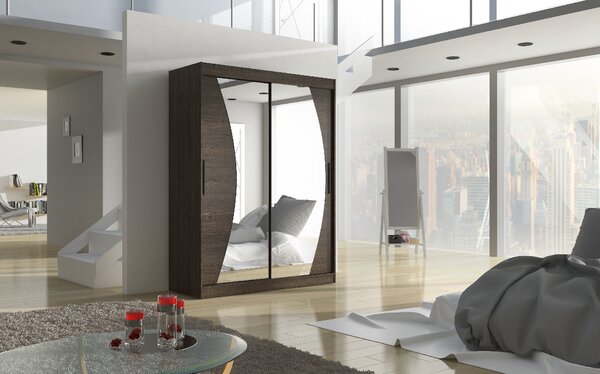 ADRK Šatní zrcadlová skříň posuvná MODESTO CH 150, choco